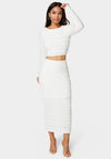 Long Sleeve Ruffle Lace Midi Skirt Set