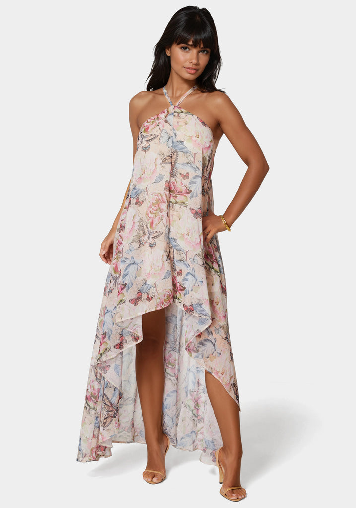 Bebe Women's High Low Halter Dress