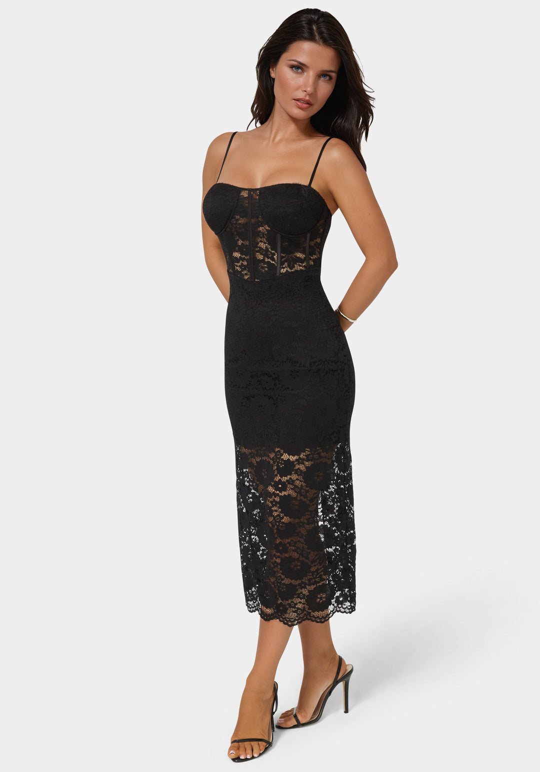 Lace Corset Midi Dress bebe Lace Corset Midi Dress bebe