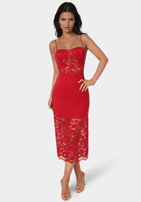 Lace Corset Midi Dress – bebe