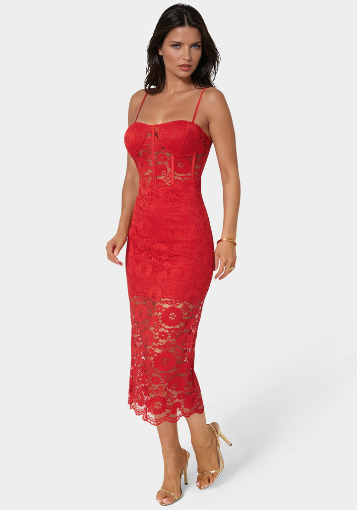 Lace Corset Midi Dress