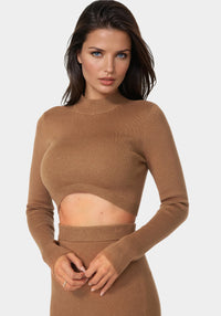 Other View-Lurex Rib Cropped Kit Set-CARAMEL
