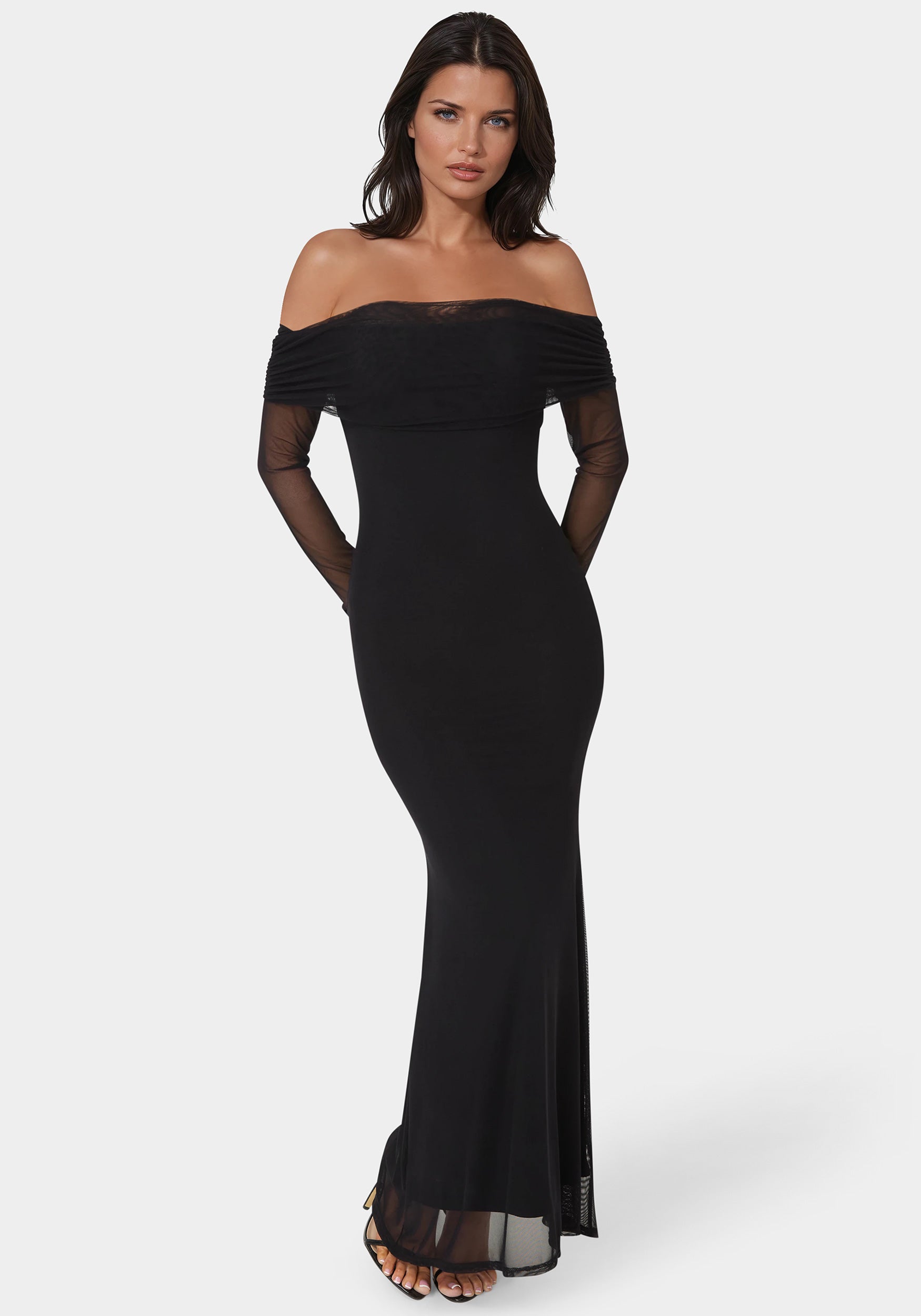 long sleeve off the shoulder black dress Criss Cross loose where it needs to Charming Long Black Off-the-Shoulder Lace