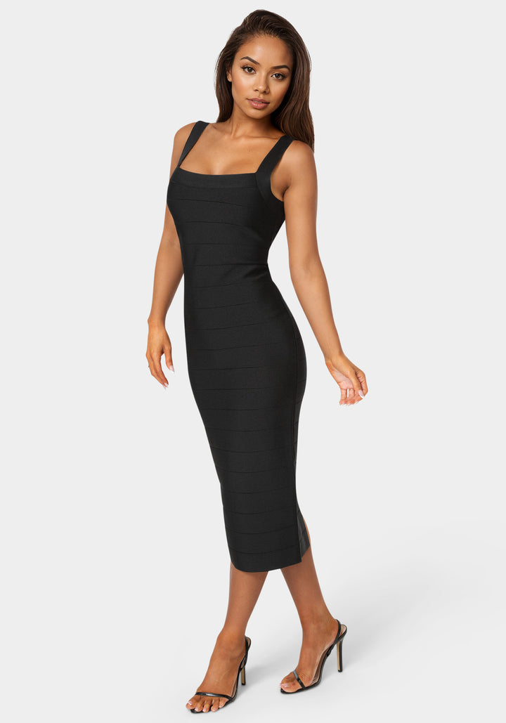 Side View-Bandage Midi Tank Dress-BLACK
