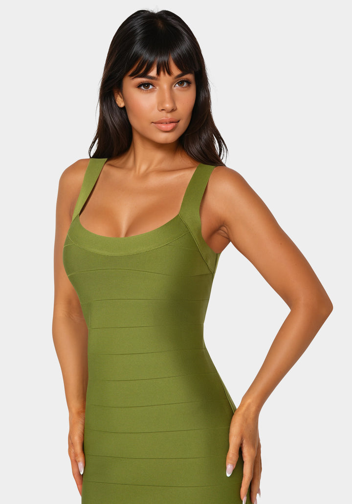 Other View-Bandage Midi Tank Dress-OLIVE