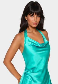 Other View-Satin Sash Neck Mini Dress-JADE