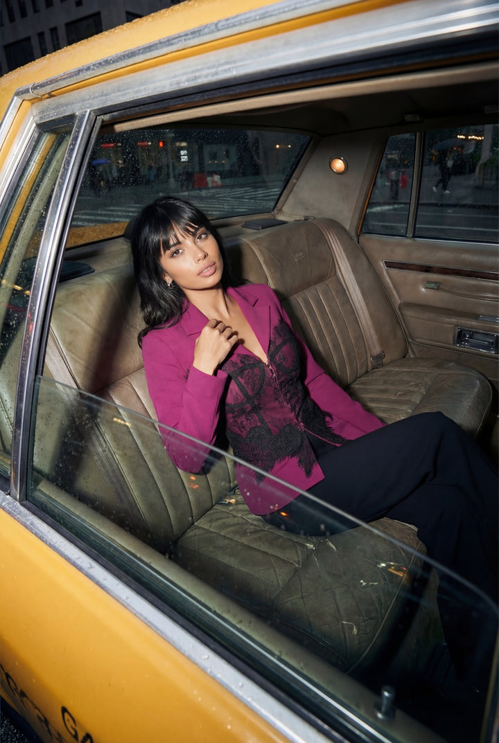 Tailored Lace Corset Illusion Blazer