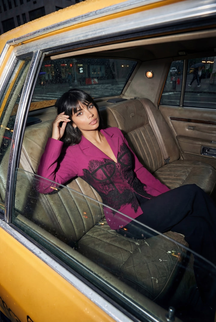 Tailored Lace Corset Illusion Blazer