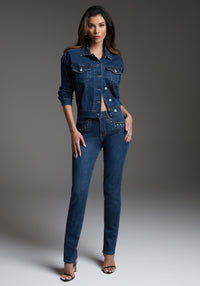bebe Slim Jean Embellished With Crystals by Swarovski