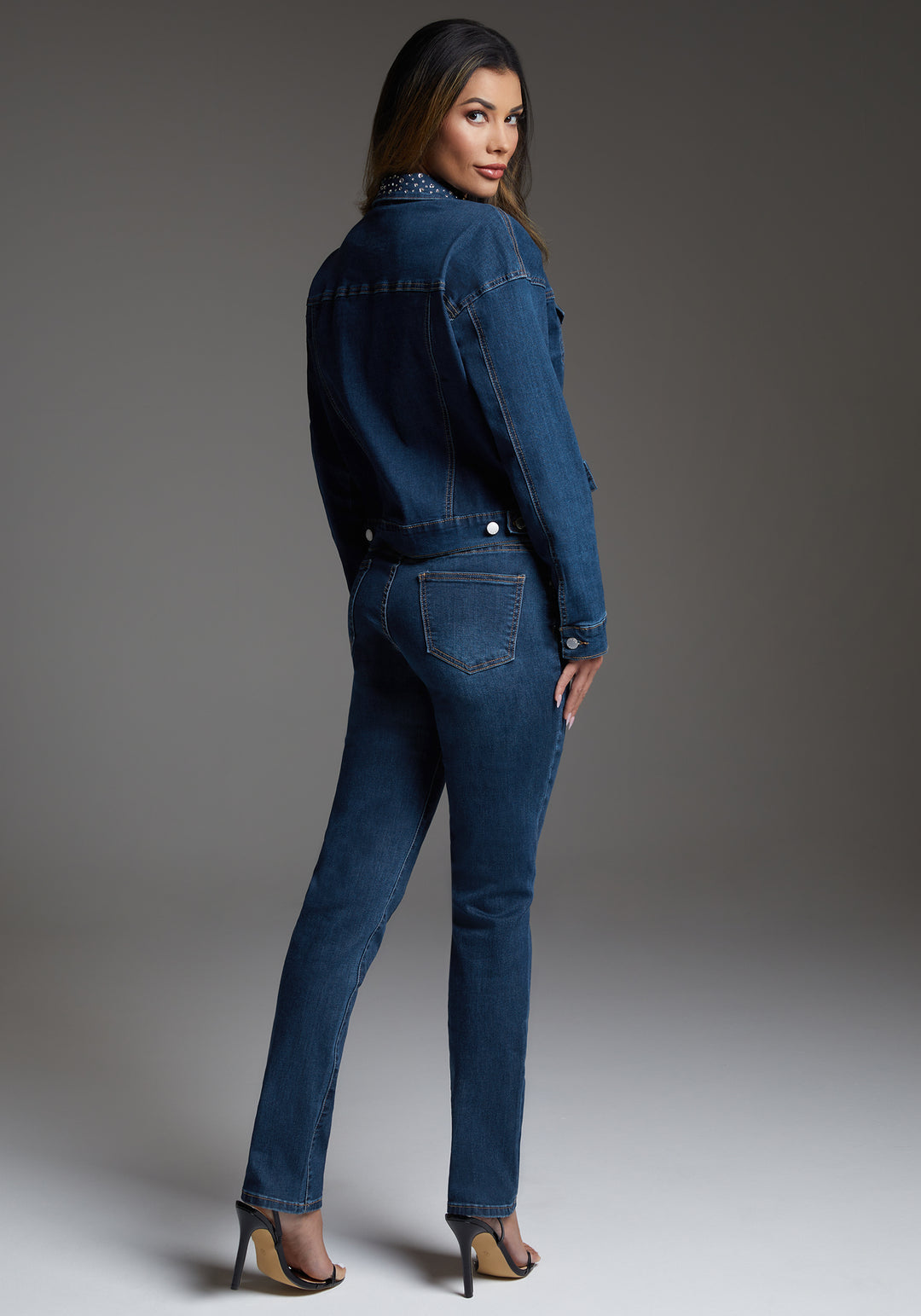 bebe Slim Jean Embellished With Crystals by Swarovski