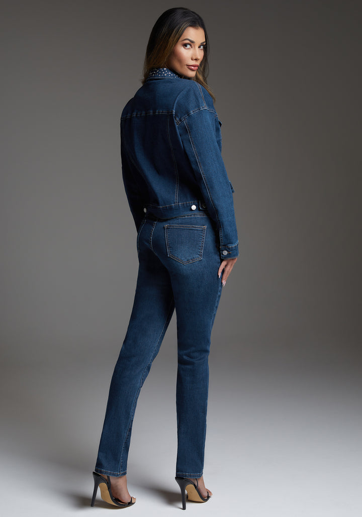 bebe Slim Jean Embellished With Crystals by Swarovski