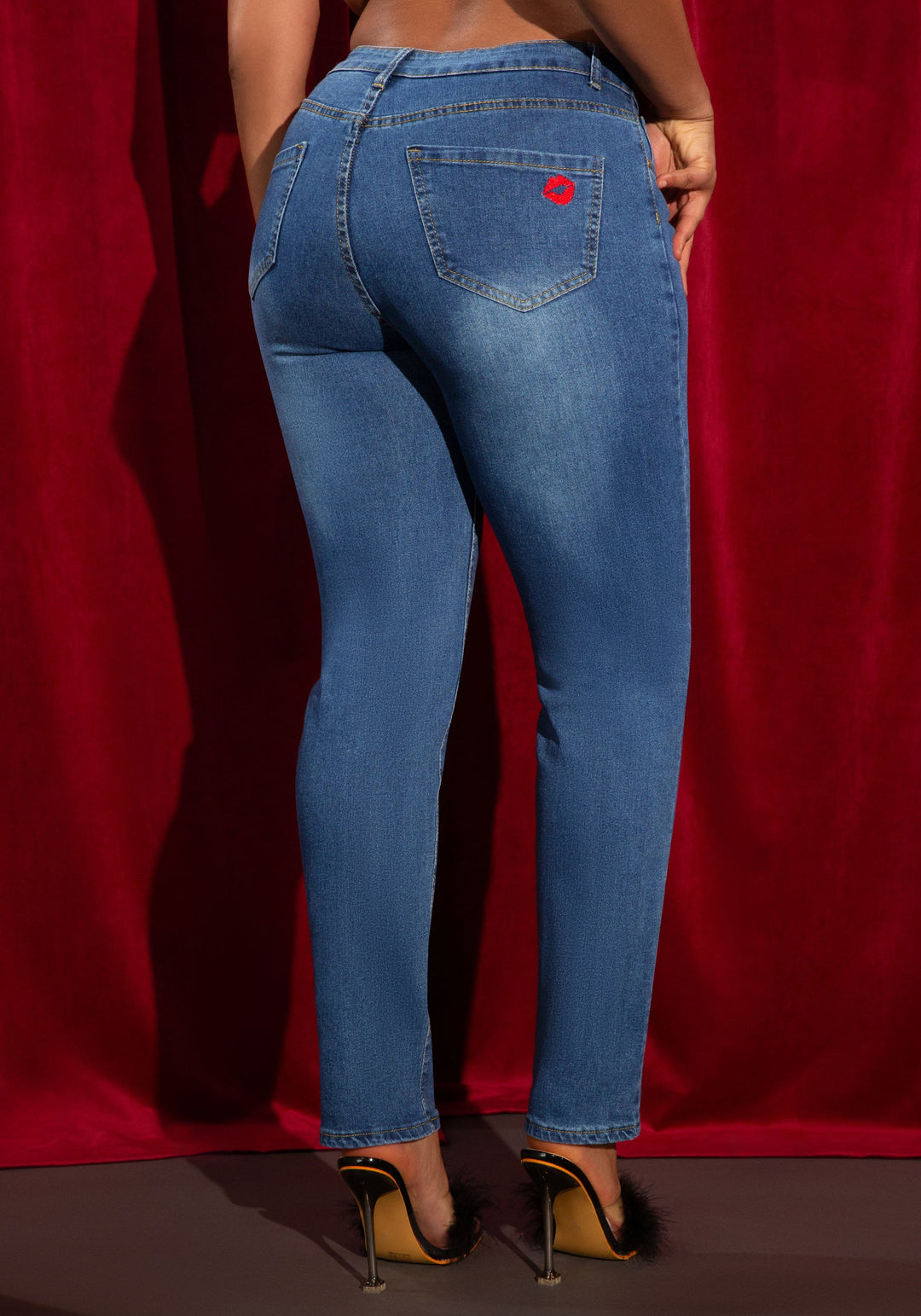 Back View-The Tie Skinny-Medium Blue