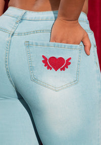 Back View-The Semi Flare Jean-Light Blue