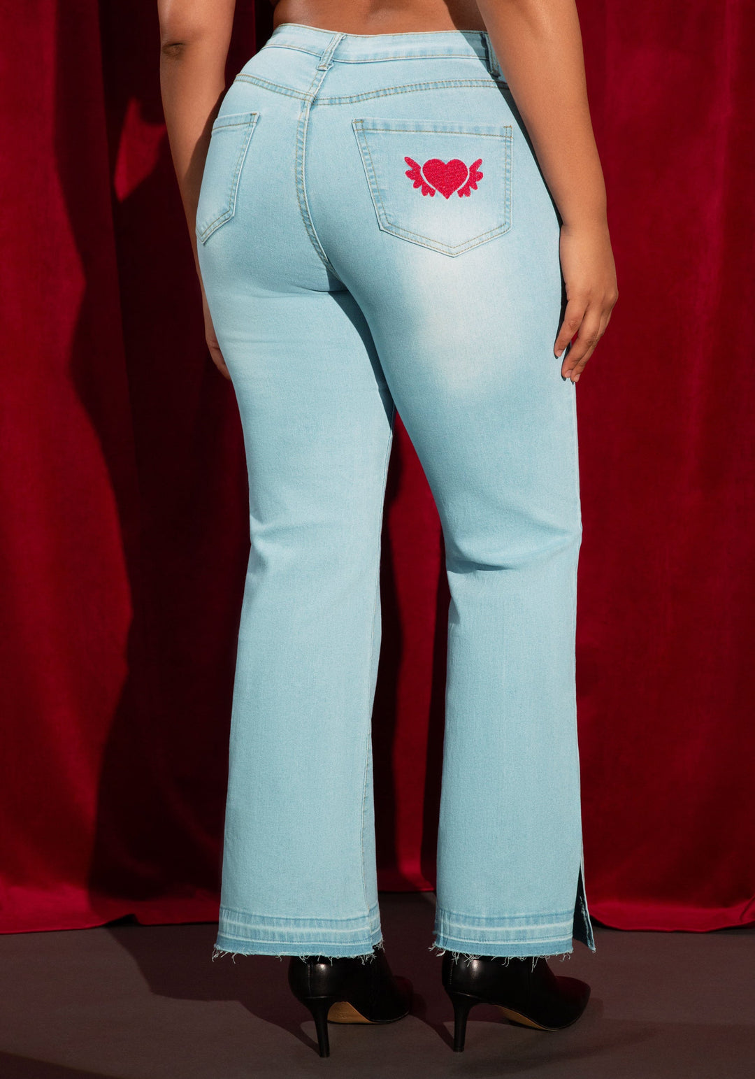 Back View-The Semi Flare Jean-Light Blue