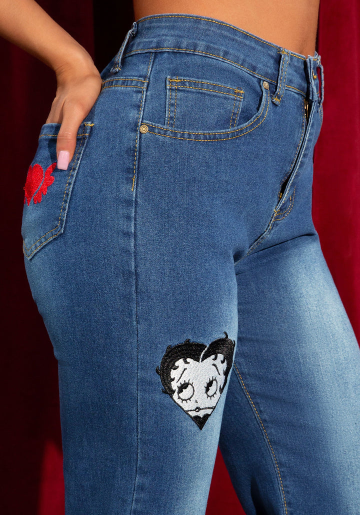 Side View-The Semi Flare Jean-Medium Blue