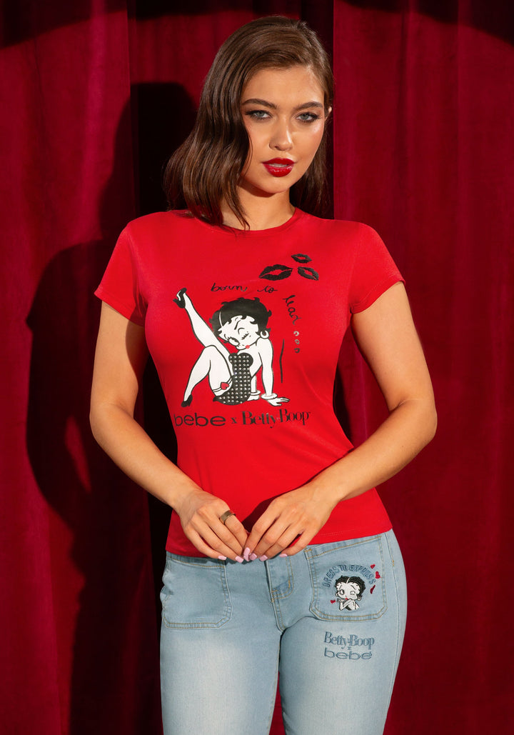Front View-The Betty Tee-Boss Red