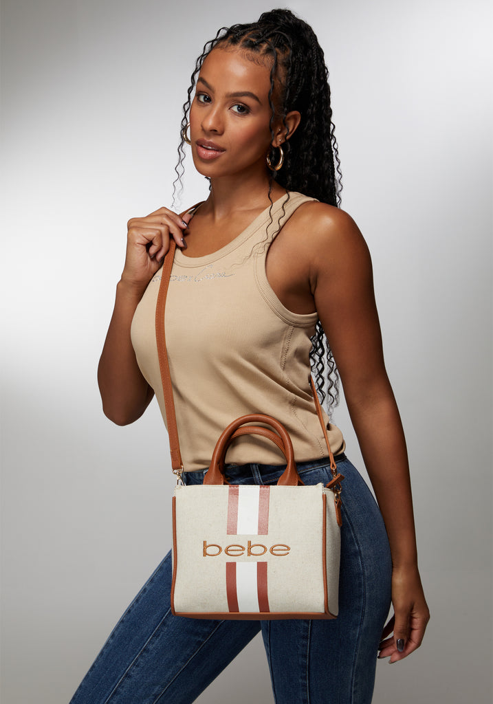 ♡bebe♡　0617 Paisley Mini Canvas Satchel Caramel - bebe