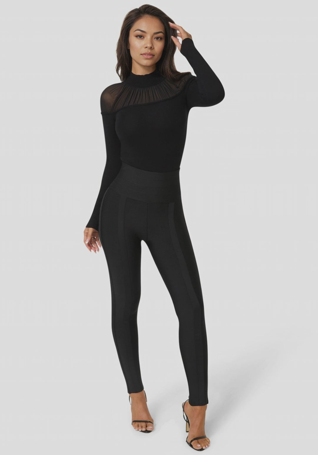 Video-High Waist Bandage Legging-BLACK
