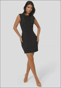 Video-Faux Suede Lace Up Mini Dress-Black
