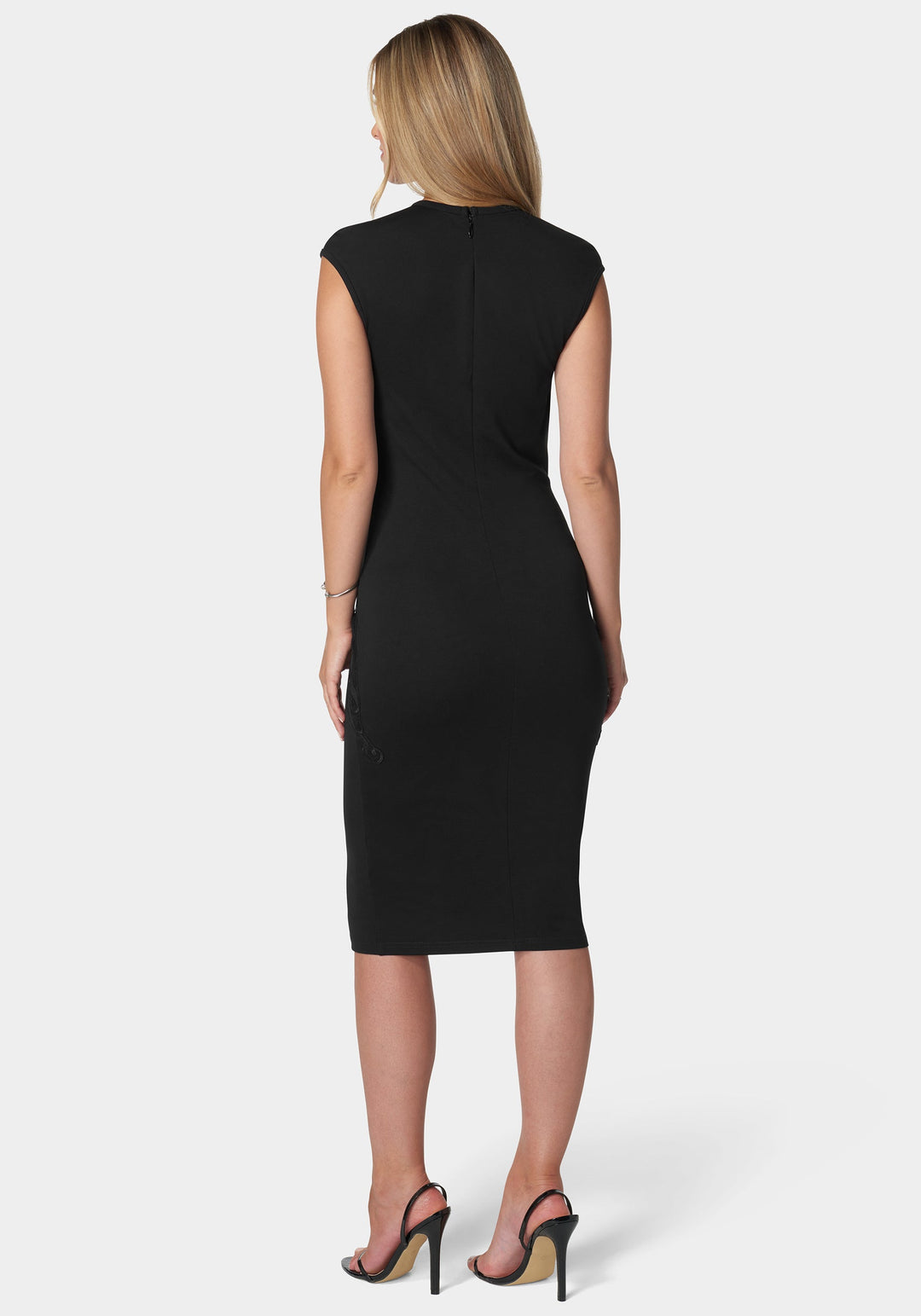 Lace Applique Midi Dress bebe Lace Applique Midi Dress bebe