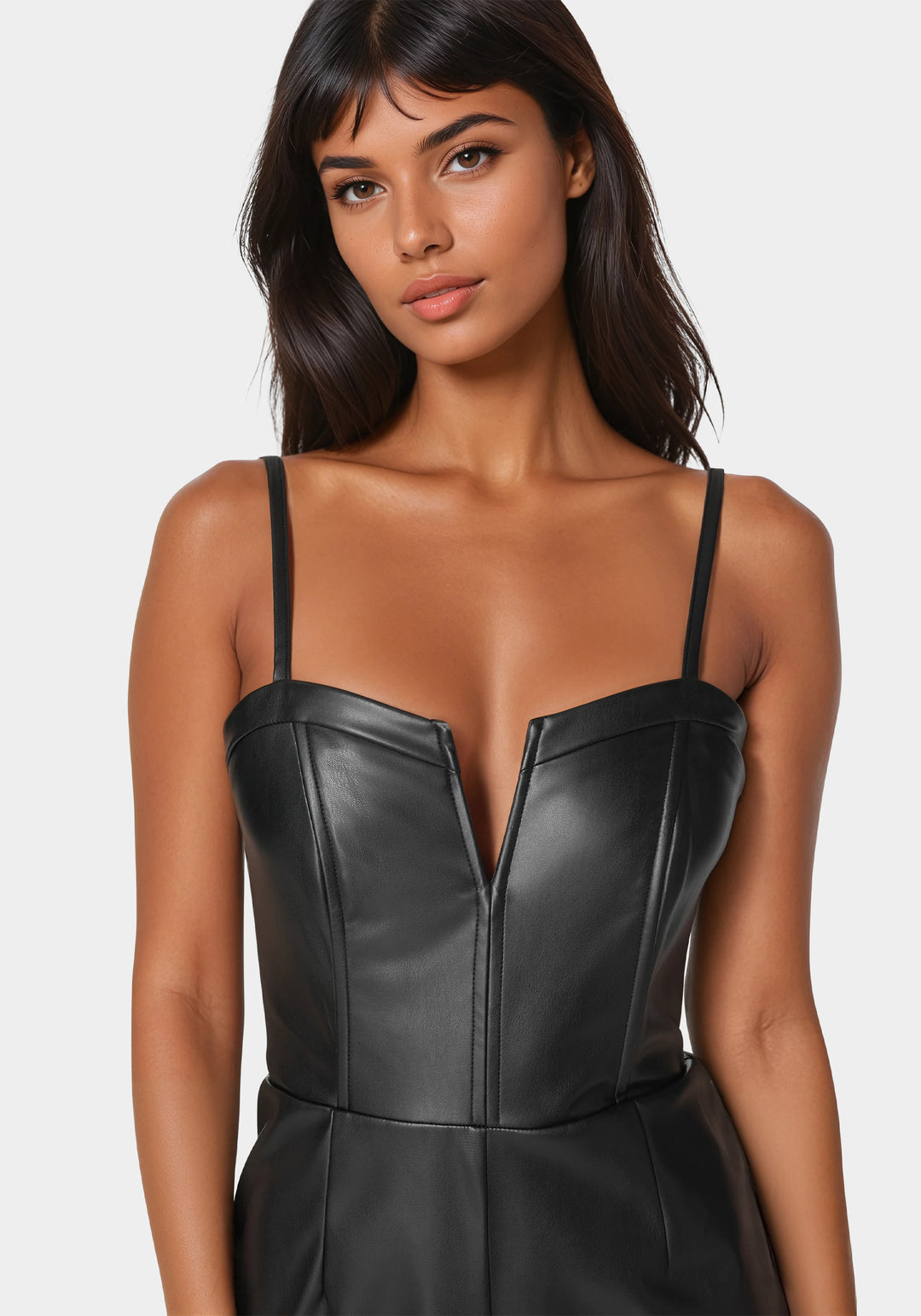 Faux Leather Cropped Leg Jumpsuit