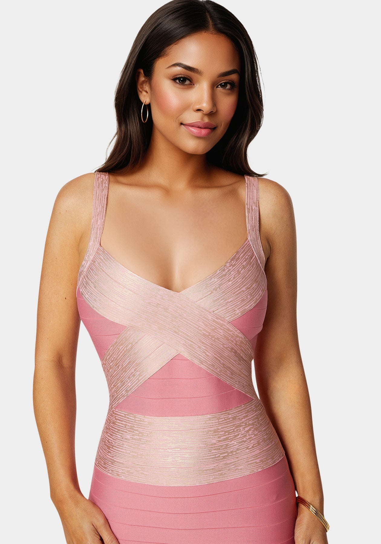 Color Block Bandage Dress Rose Gold - bebe Color Block Bandage Dress Rose Gold - bebe