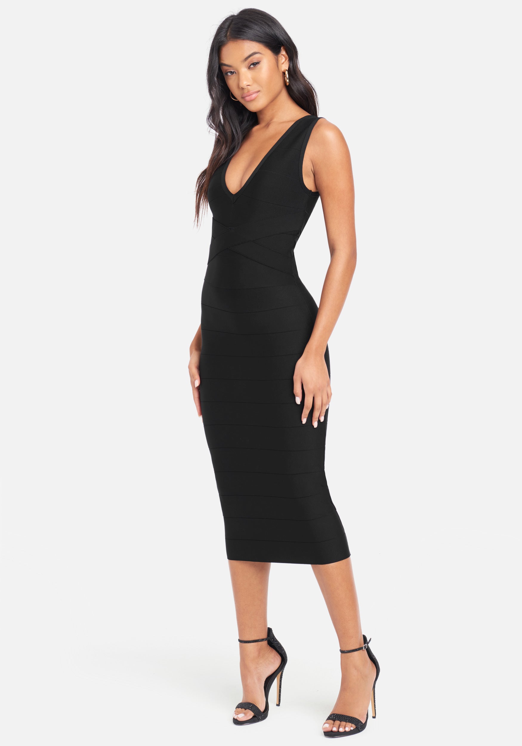 bebe little black dress Women's Lace Bell Sleeve Cutout Dress, Size XXS in Viscose Dry Clean Imported bebe Women's Sleeveless Short Slim