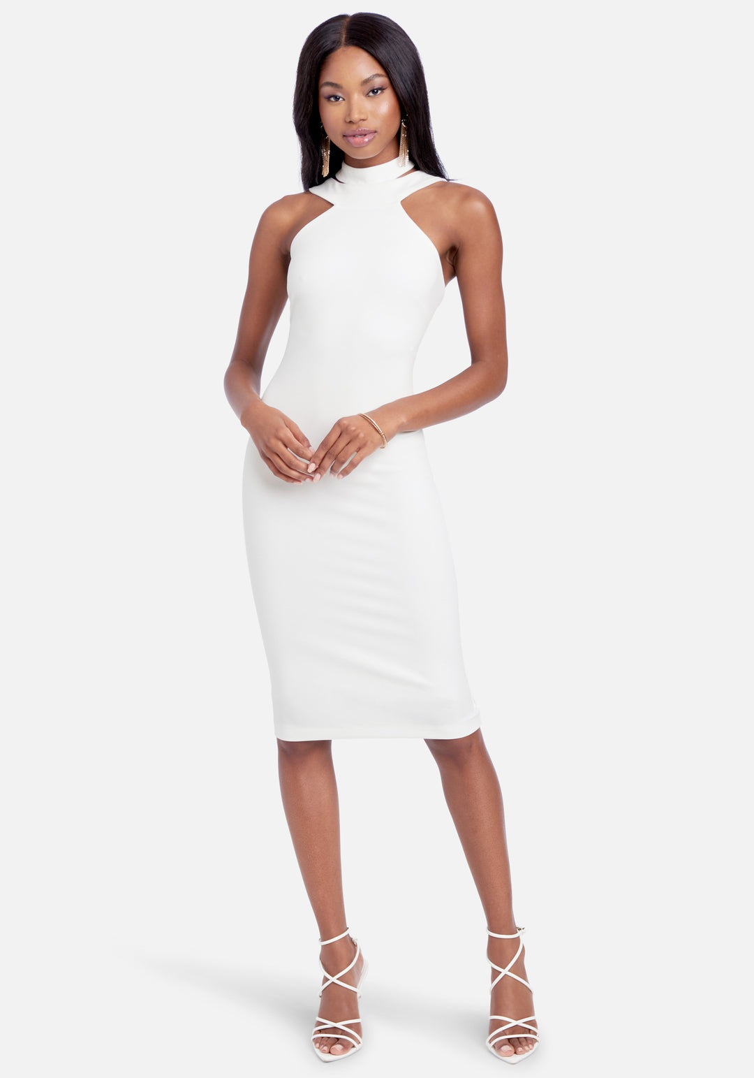 Halterneck Bodycon Midi Dress bebe Halterneck Bodycon Midi Dress bebe