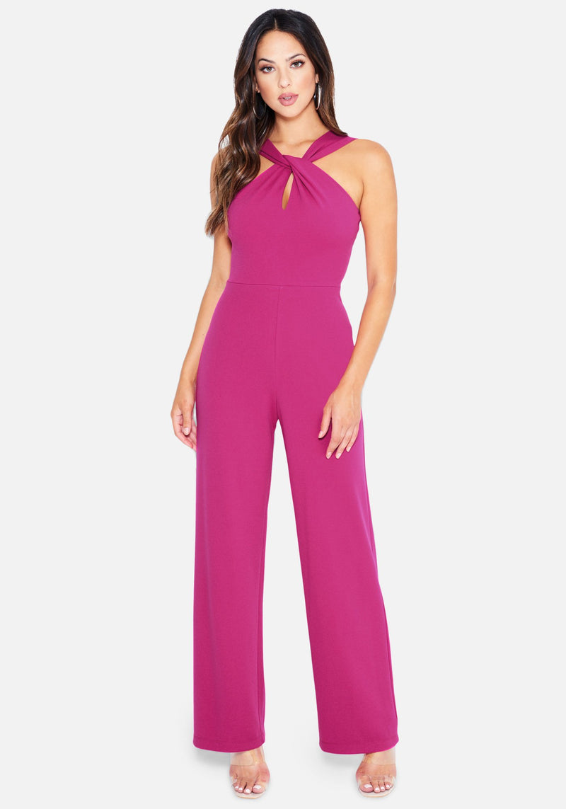 Keyhole Halter Neck Jumpsuit | bebe