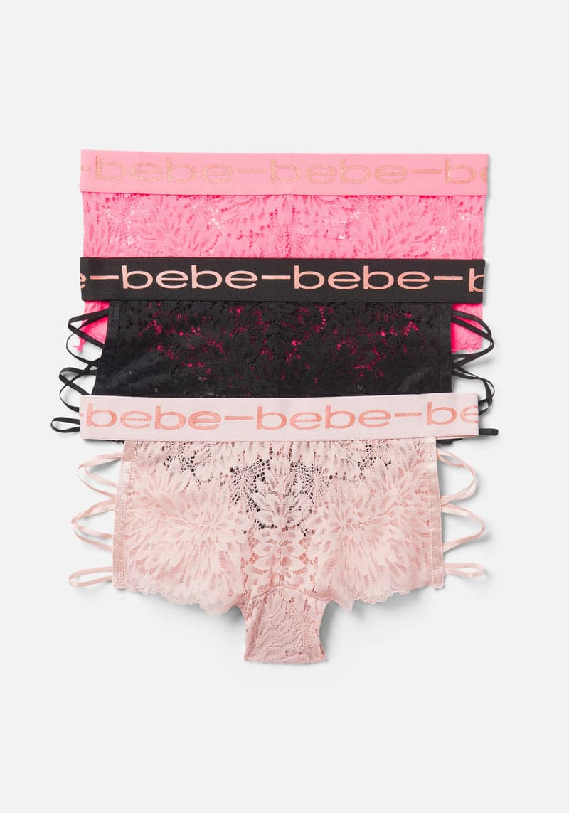 Bebe Womens 3 Pack Boy Legs Intimates Panties Bebe - Depop