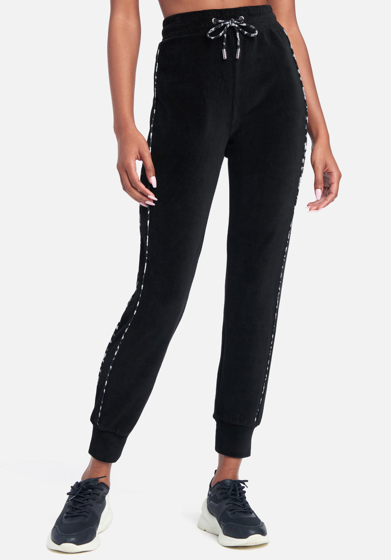 BEBE Sport women sweatpants velour jogger studs stones black sz L