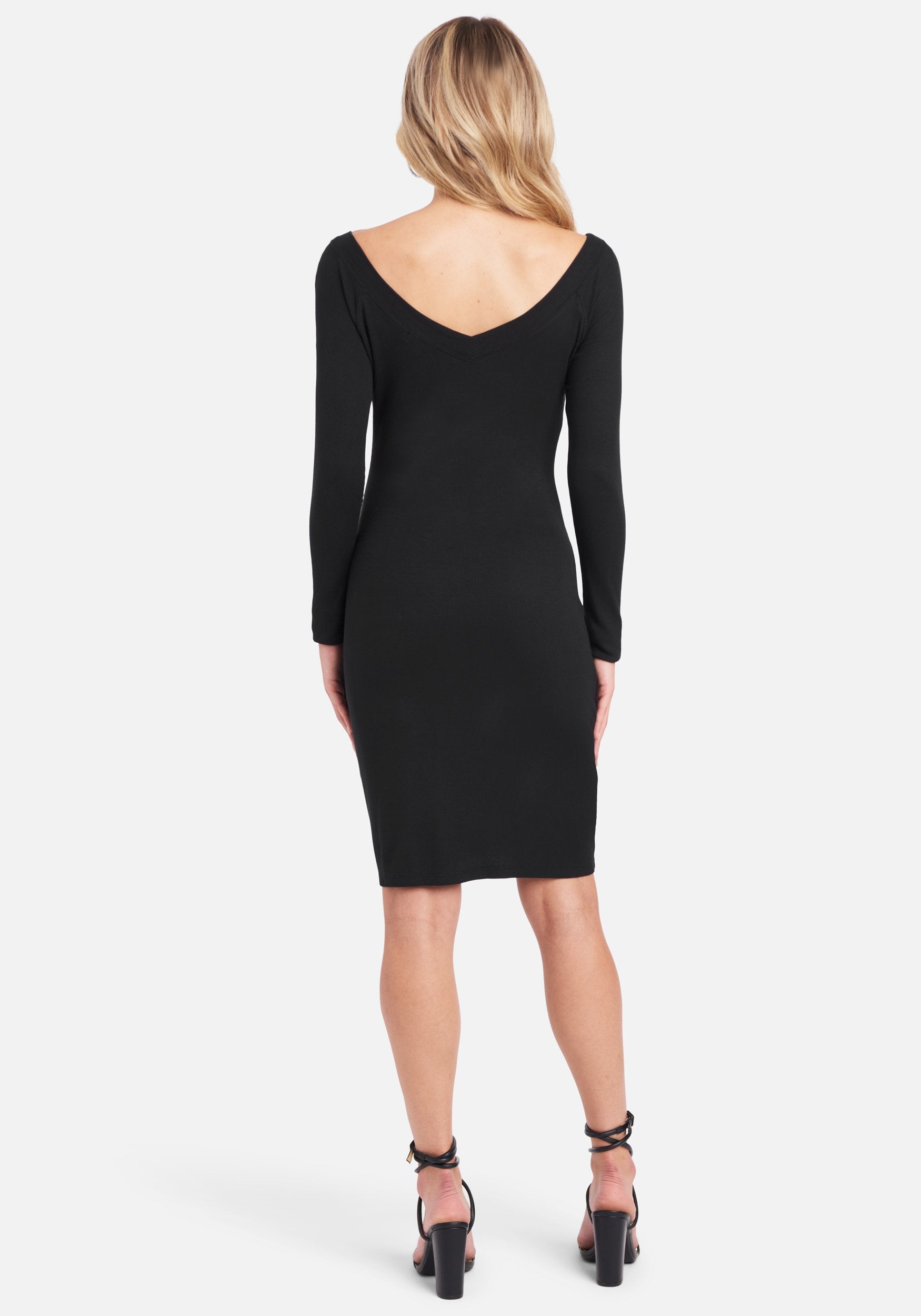 bebe black dress long sleeve Bebe Women's Long Sleeve Faux Wrap Ruched Mini Dress