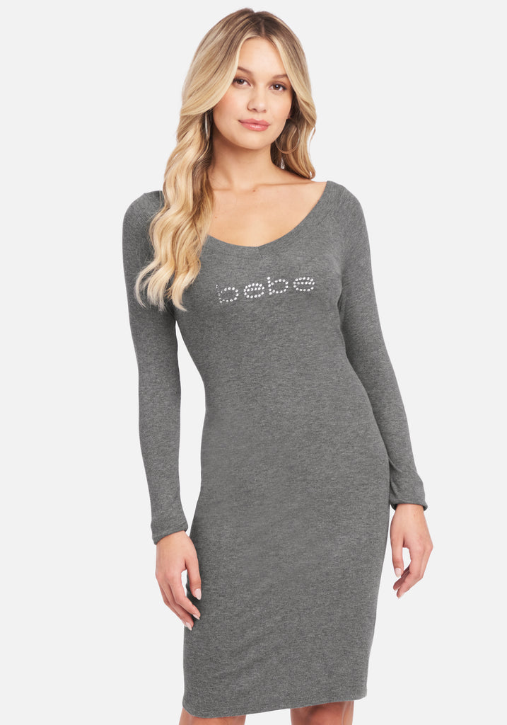 Long Sleeve Logo Dress Grey