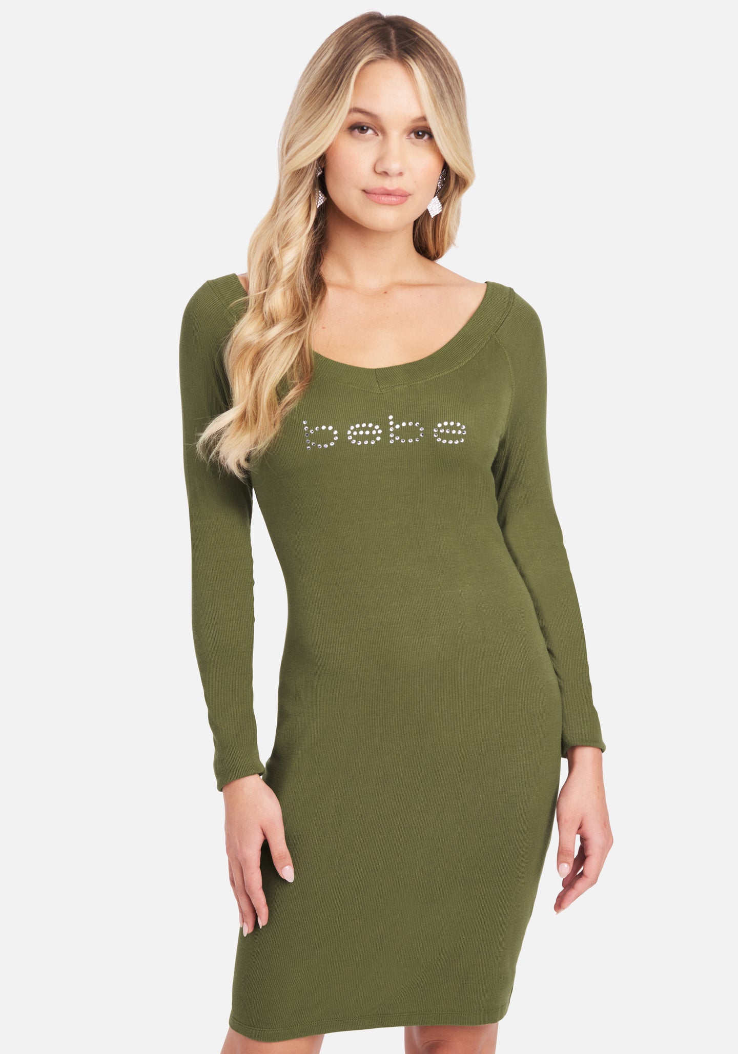 Long Sleeve Logo Dress | bebe