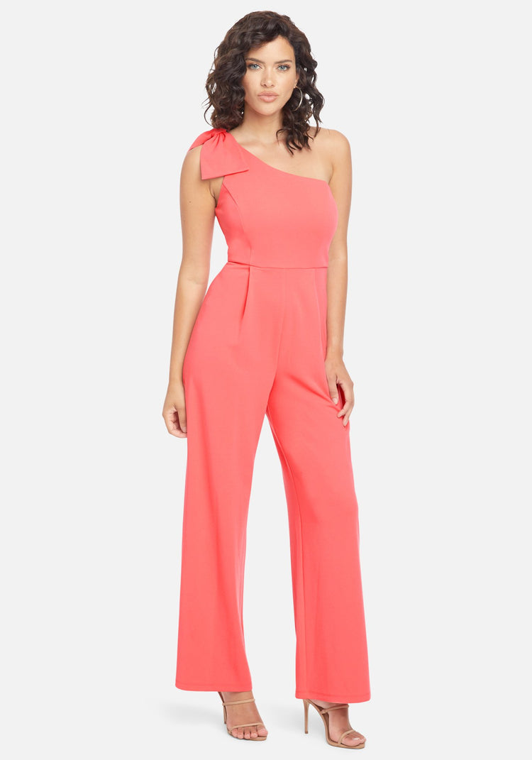 Bebe one shoulder jumpsuit discount