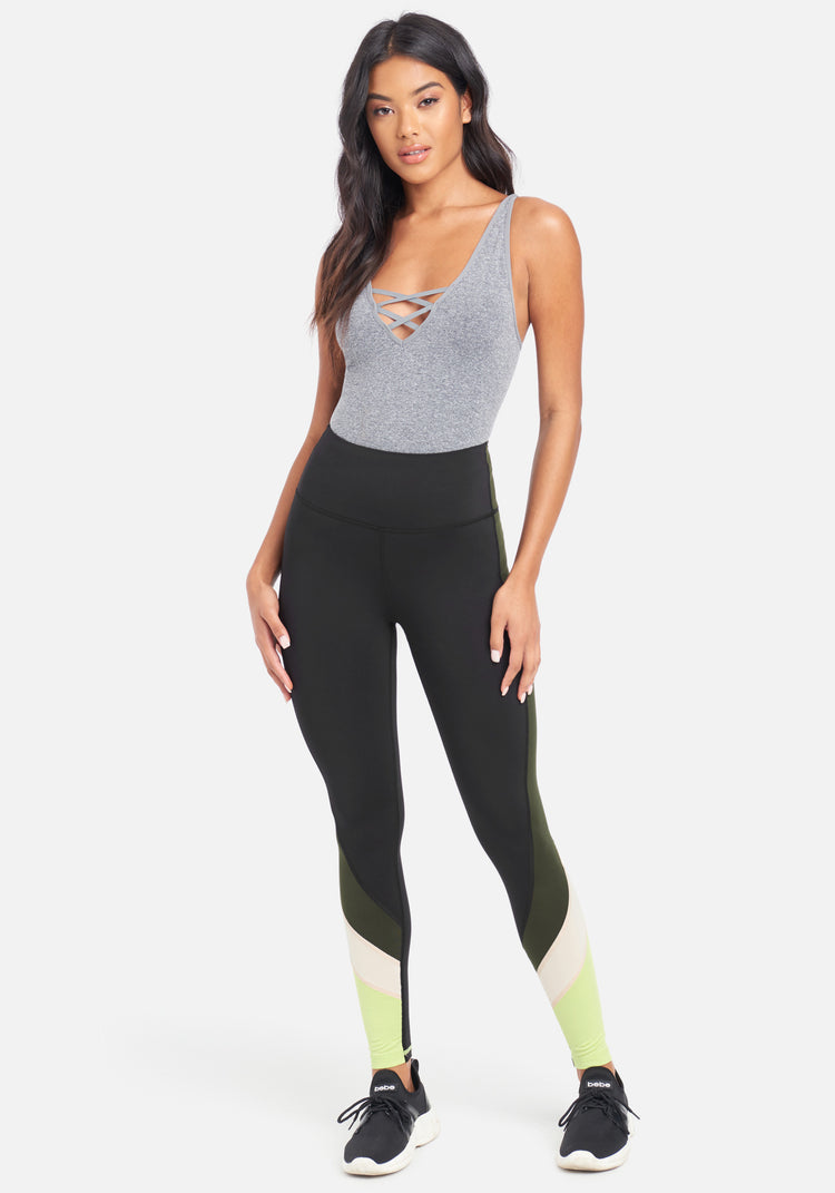  FHHST Color Block Wideband Waist Sports Leggings