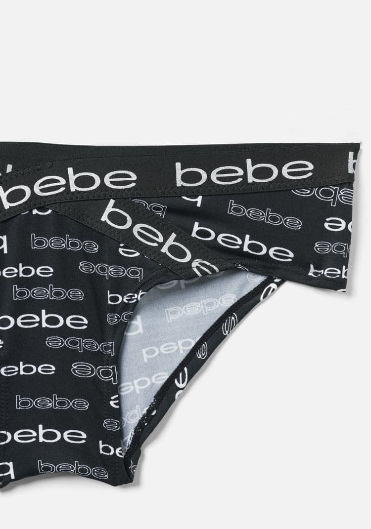 Buy Bebe women 3pcs brand logo thong panties white black milky