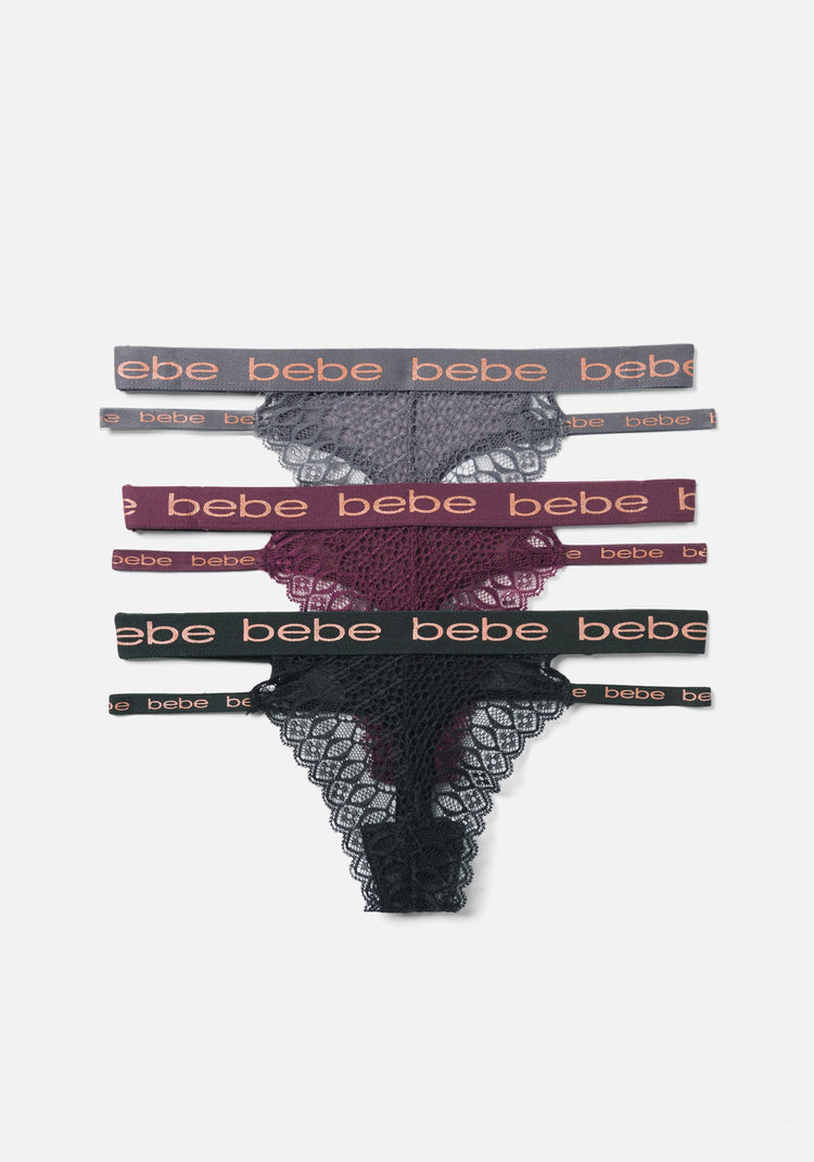 Lace And Mesh 3 Pack Thong Set