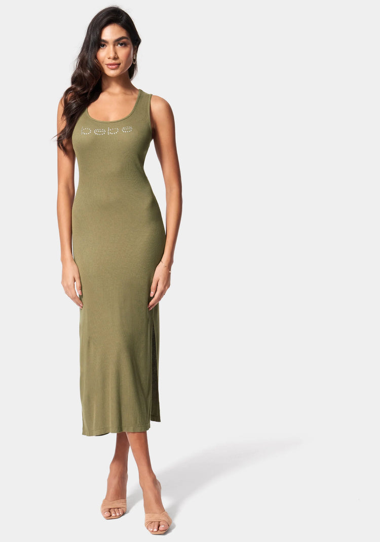 Bebe Logo Rib Knit Maxi Dress