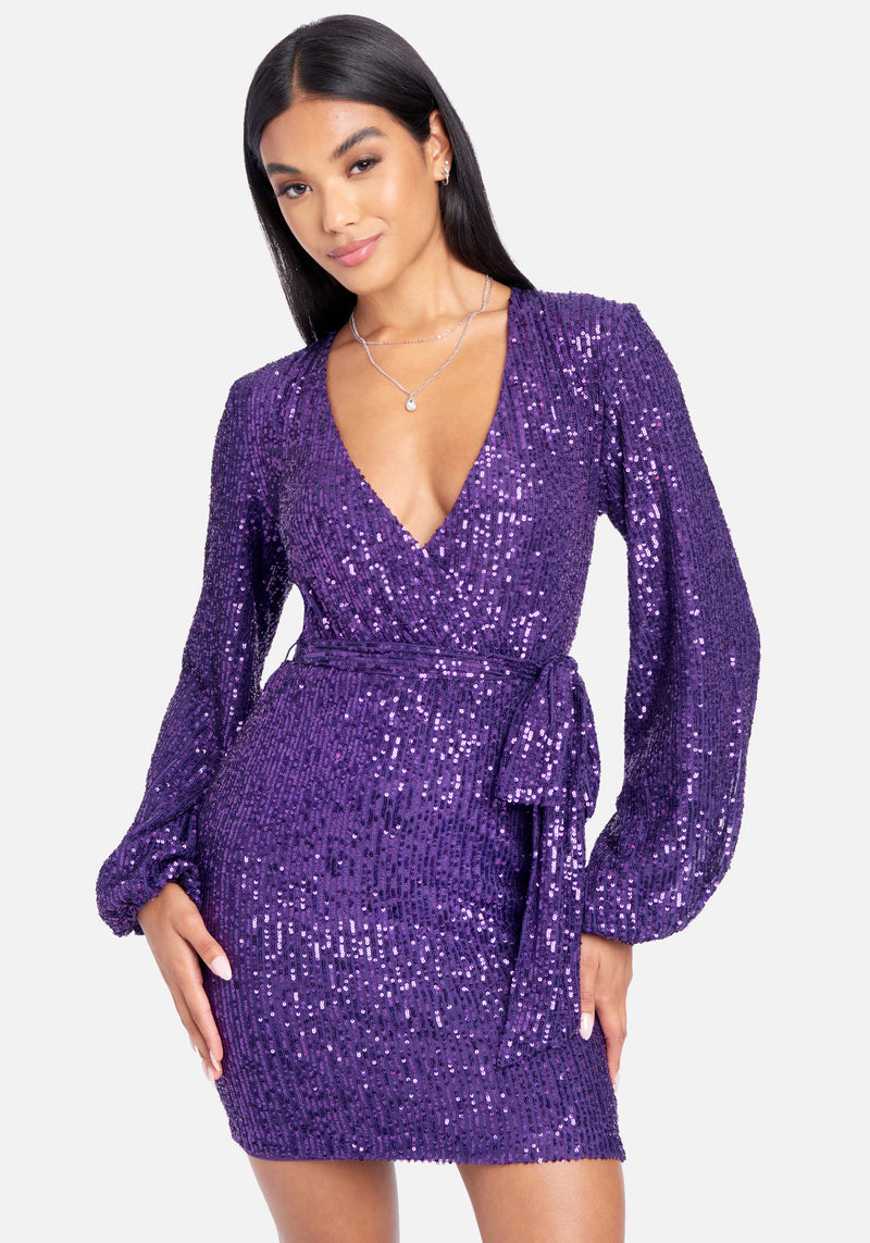 Sequin Tie Front T-Shirt Dress