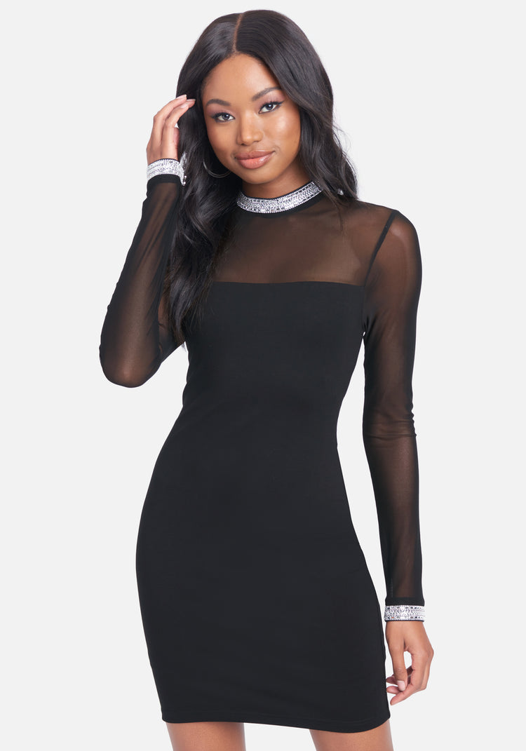 Crystal Mesh Mini Dress