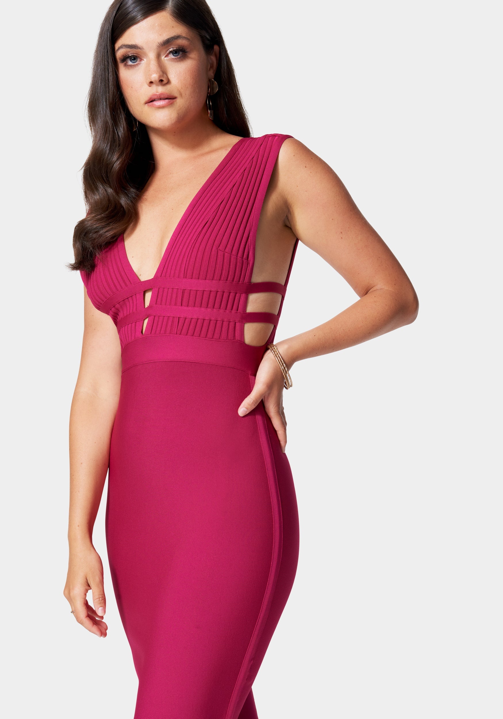 bebe hot pink bodycon dress Womens bebe brand Hot pink bodycon Bondage style Sleeveless dress sz XS F2