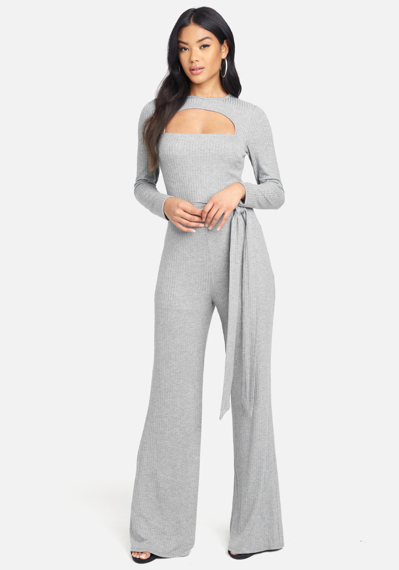 Keyhole Rib Knit Jumpsuit