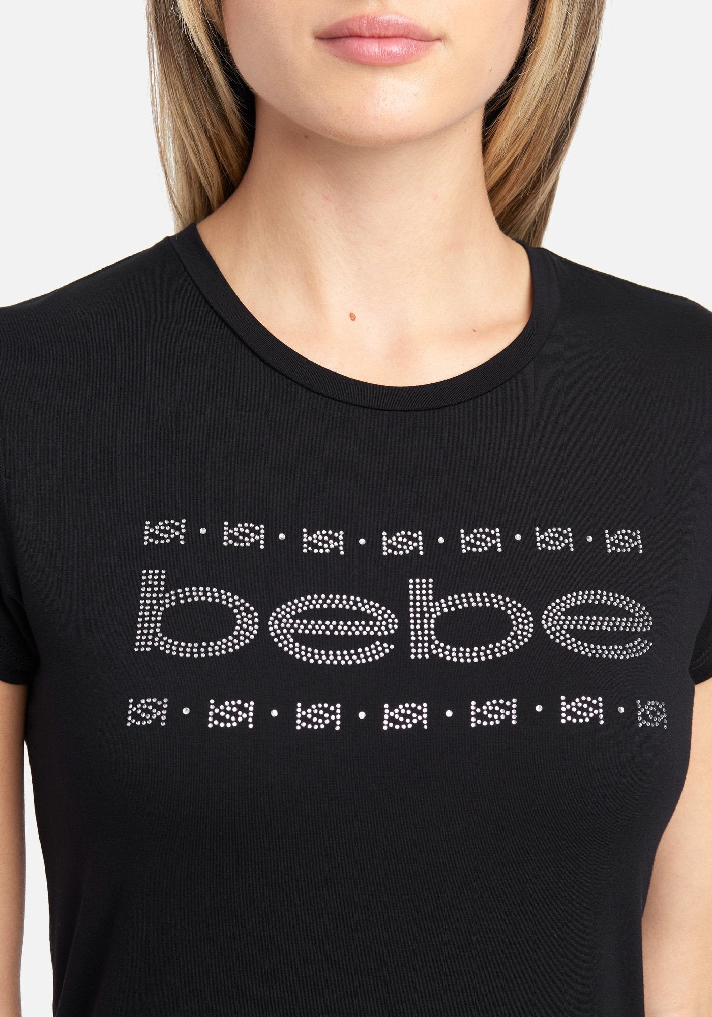 Bebe Logo Tonal Rhinestone Tee | bebe