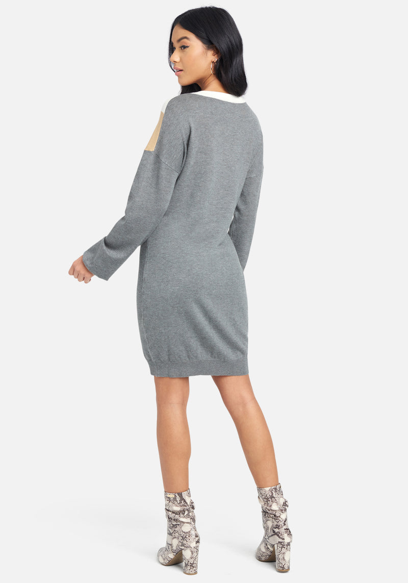 Tri-Color Sweatshirt Dress