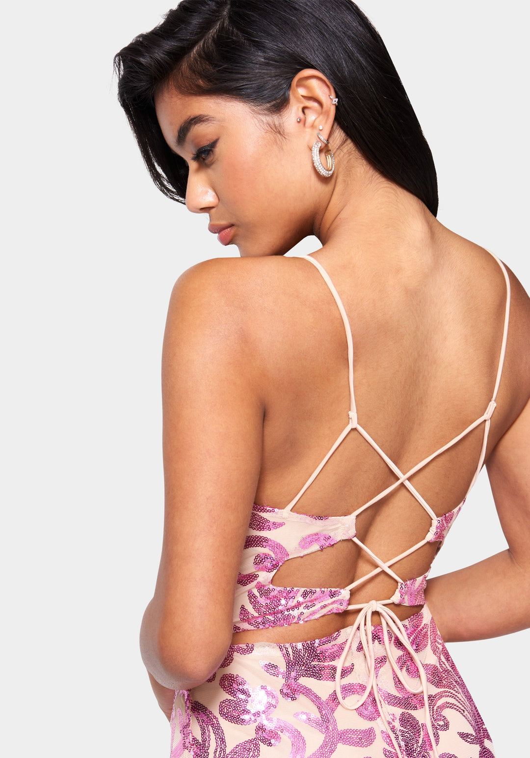 Sparkle Mesh Midi Dress bebe Sparkle Mesh Midi Dress bebe