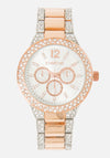 Crystal Bezel & Two Tone Bracelet Watch