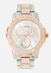 Two Tone Crystal Bezel & Bracelet Watch