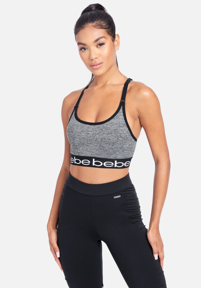 Bebe Sport Contrast Key Hole Back Sport Bra