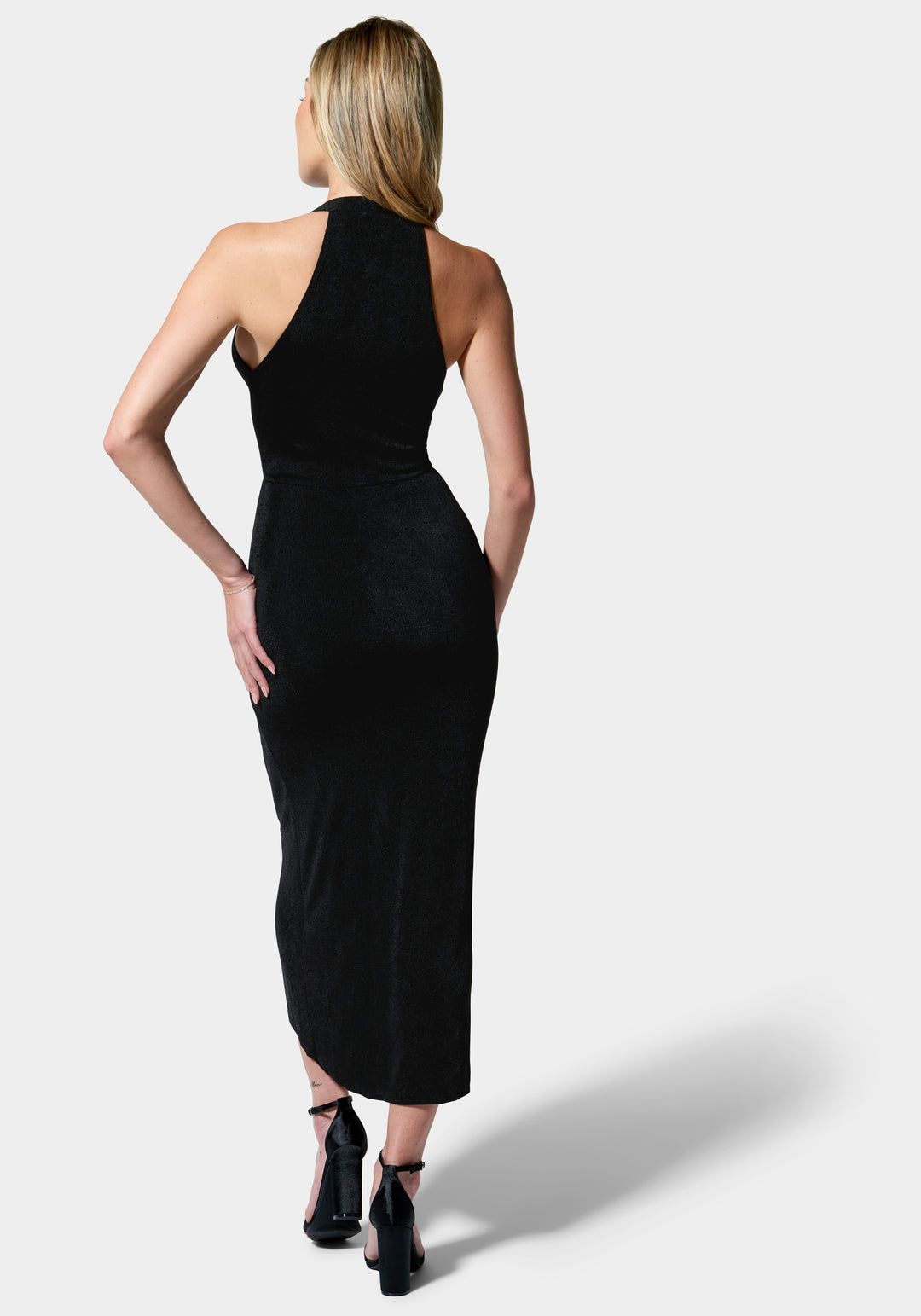 Slinky Asymmetrical Halter Neck Dress bebe Slinky Asymmetrical Halter Neck Dress bebe
